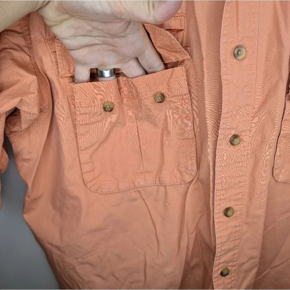 Cabela's Mens Orange Short Sleeve Button Down Fishing Shirt w/ Pockets XL Reg - Picture 7 of 11